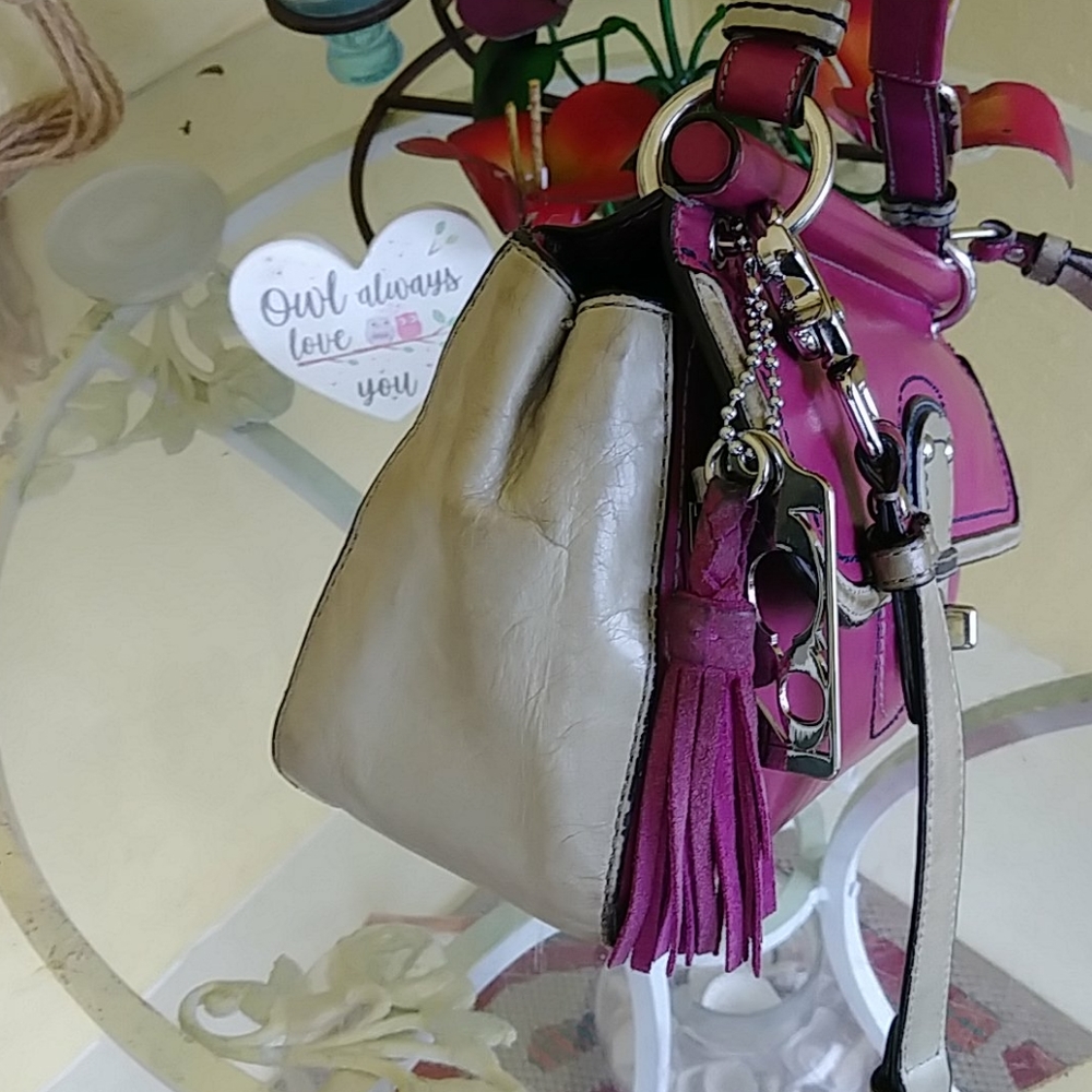 GORGEOUS BERRY COLORBLOCK FULLGRAIN LEATHER 2012  COACH 70TH ANNIVERSARY WILLIS… - Picture 7 of 17